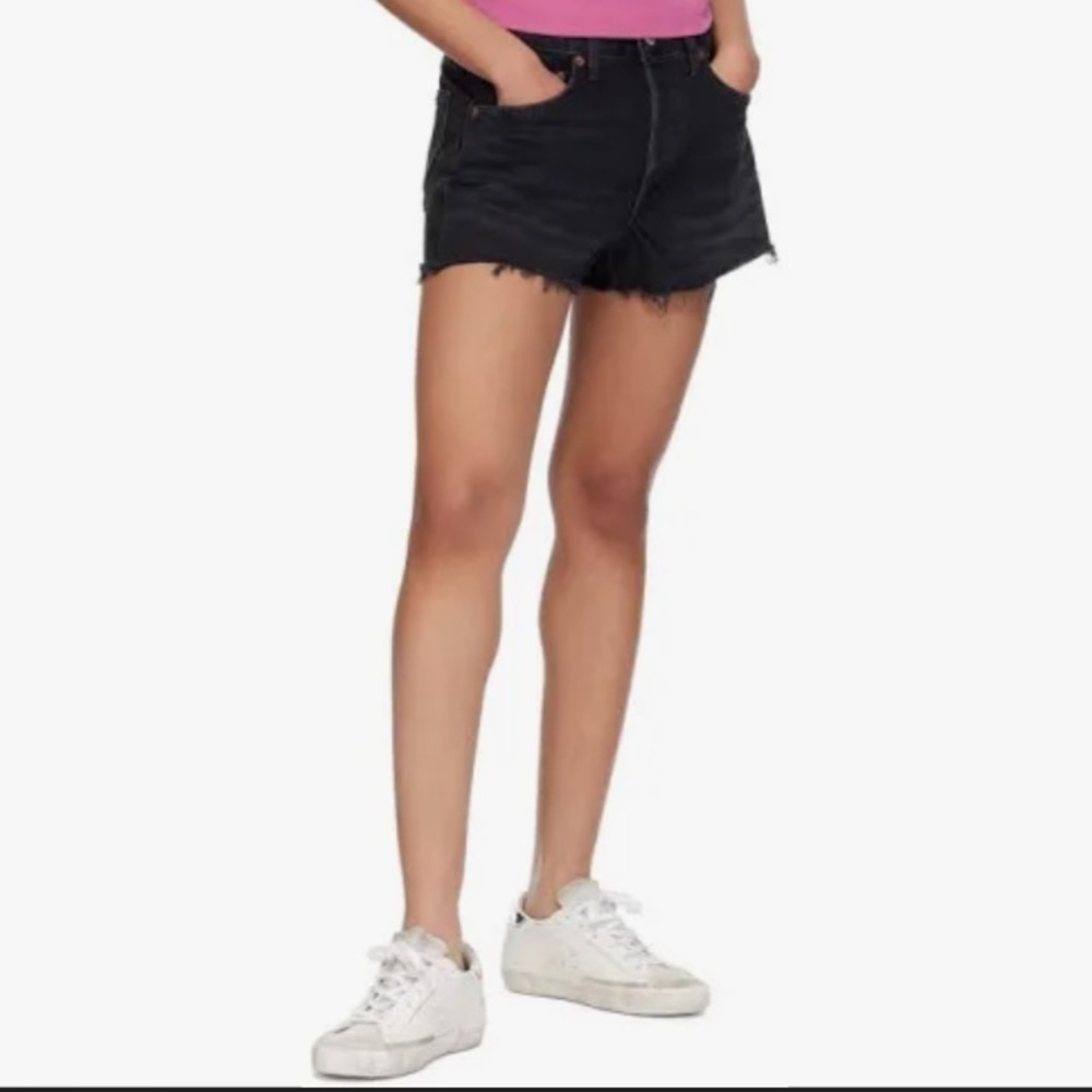 Agolde Parker Vintage Cut Off Denim Shorts Trance Black size 24